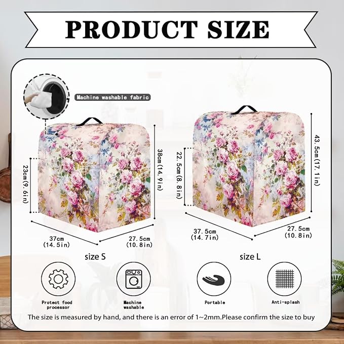 Retro Rose Print Mixer Covers Kitchen Small Appliance Dust Cover Compatible - Image 6