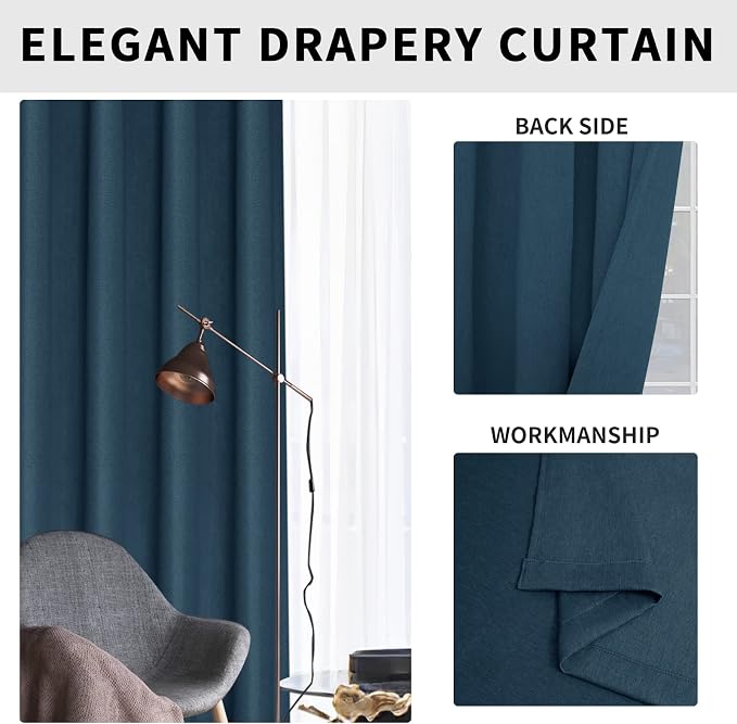 Easy-Going Linen Look Blackout Curtain Grommet Window Curtain Drapes - Image 5