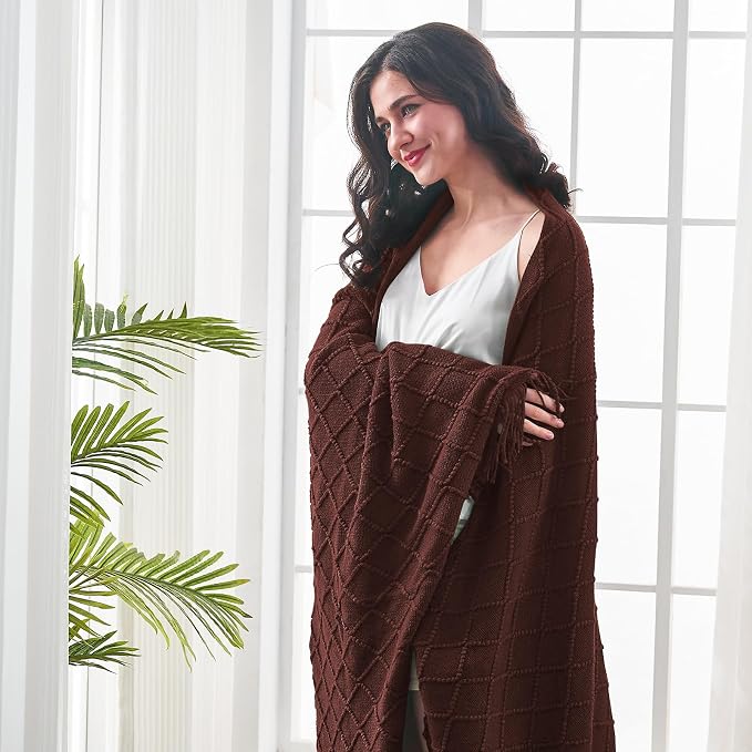 inhand Knitted Throw Blankets for Couch and Bed, Soft Cozy Knit Blanket - Image 6