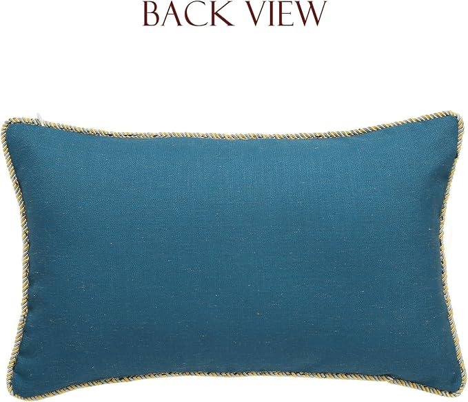 patdrea Designer Rectangle Throw Pillow Covers, Farmhouse Blue Linen - Image 8