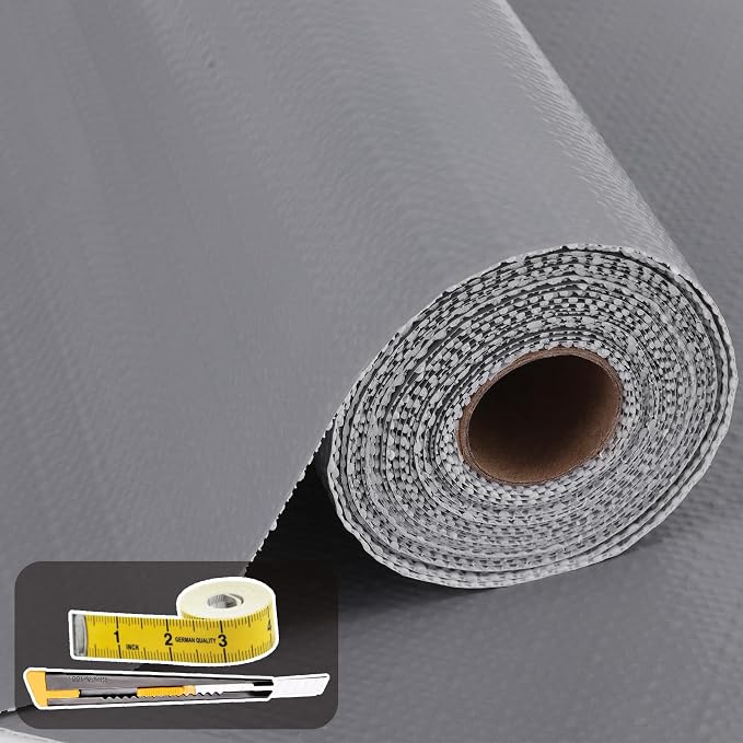 Shelf Liners for Kitchen Cabinets 12in x 10FT Non Adhesive Drawer Liner Grey by Oneoftheworld