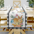 Easter Bunnies Table Runner, Easter Eggs Linen Farmhouse Table Runners by Hliyty