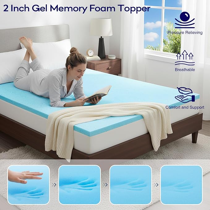 OLANLY Dual-Layer 4 Inch Twin XL Size Memory Foam Mattress Topper - Image 5