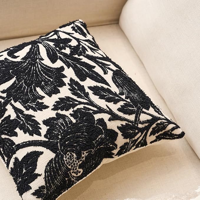 Yangest Chenille Floral Pillow Cover 12 x 20 Inches, Neutral Jacquard Rectangle - Image 4