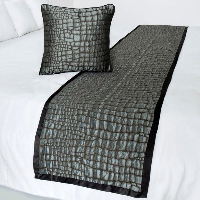 The HomeCentric King/Queen/Twin Blue & Grey Designer Queen 74"x18" Bed Runner - Image 4
