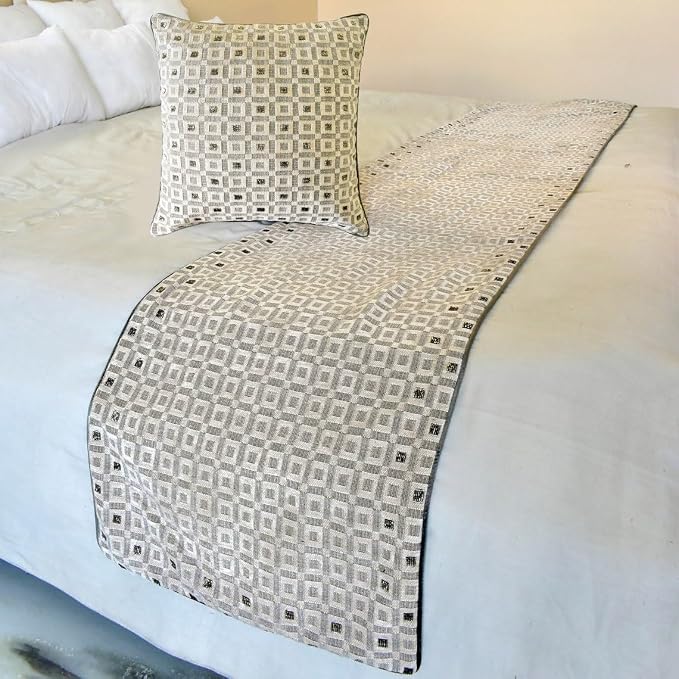 The HomeCentric King/Queen/Twin Grey Designer Twin 53"x18" Bed Runner Without by TheHomeCentric