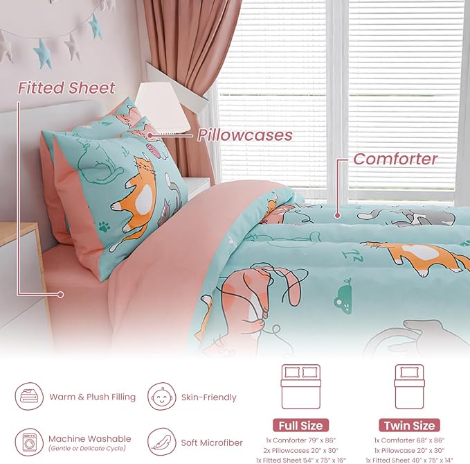 SANDJEST Cat Comforter Set Full - Image 6