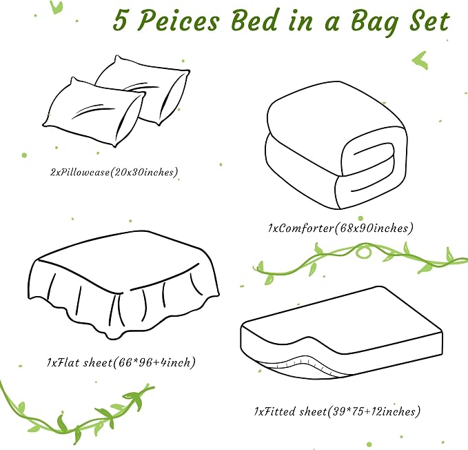 NTBAY Twin Comforter Set with Sheets, 5 Pieces Soft and Breathable Twin Bedding - Image 3
