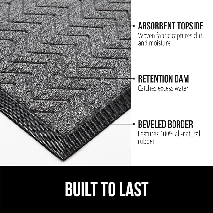GORILLA GRIP 100% Waterproof All-Season WeatherMax Doormat, Durable Natural - Image 2