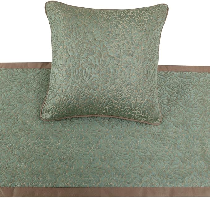 The HomeCentric King/Queen/Twin Blue & Beige Designer Full 68"x18" Bed Runner - Image 2