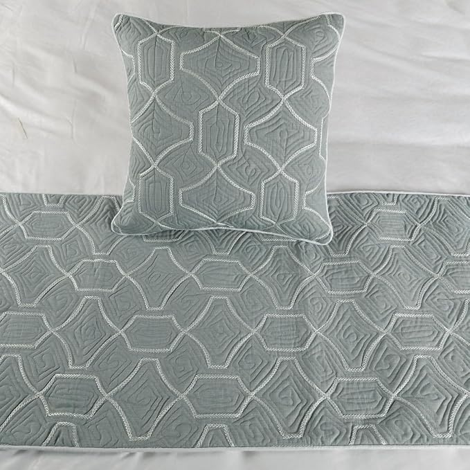 The HomeCentric King Queen Twin Grey Blue Bed Runner Without Pillow Cover - Image 5
