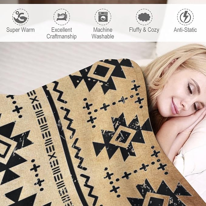 Tribal Aztec Throw Blanket, Southwestern Native Blanket, Vintage Ethnic - Image 4