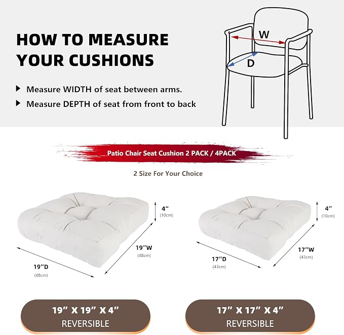RACE LEAF 19" x 19" Patio Chair Cushions Beige - Image 5