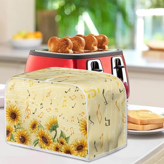 Sunflower Music A Print Bread Maker Cover, Anti Dust & Fingerprints Toaster - Image 4