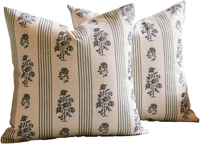 Amor Virisso Floral Throw Pillow Covers 24x24 Set of 2 Block Print Pillow - Image 8