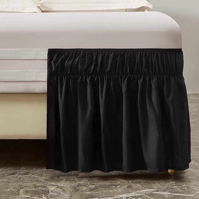 MEILA Wrap Around Bed Skirt Three Fabric Sides Elastic Dust Ruffled 18 Inch - Image 3