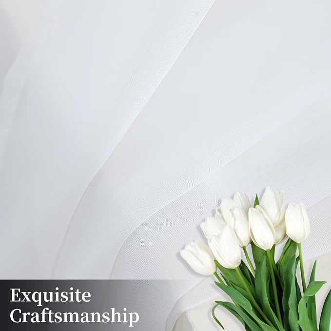 White Sheer Curtains 63 Inches Long 2 Panels, Rod Pocket Short Curtain - Image 7