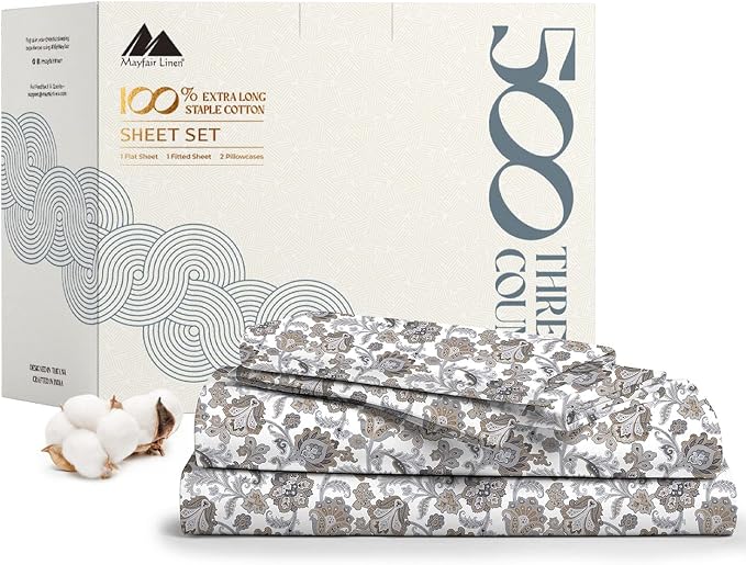 Mayfair Linen 100% Cotton Printed California King Cotton Sheets by MayfairLinen