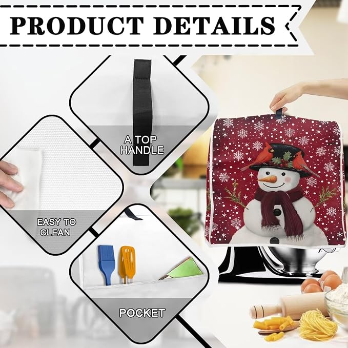 Christmas Mixer Cover for Kitchen Aid 6-8 Qt Mixer, Snowman Small Appliance - Image 5
