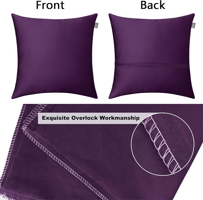 4-Pack 100% Cotton Comfortable Solid Decorative Throw Pillow Case, Thmyo Square - Image 6