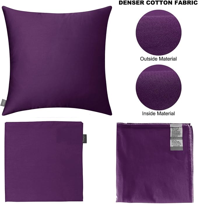 4-Pack 100% Cotton Comfortable Solid Decorative Throw Pillow Case, Thmyo Square - Image 7