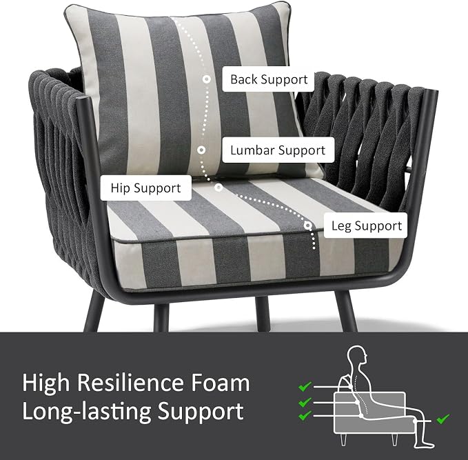 Outdoor Patio Chair Cushions Set, Water-Repellent, Fade Resistant, Deep Seat - Image 3