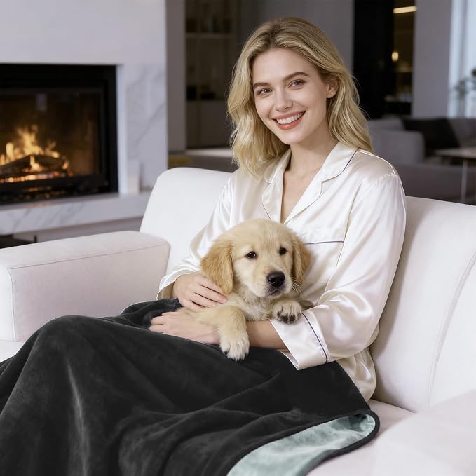 QiyI Waterproof Blanket for Bed Couch Sofa, Small Washable Reversible & - Image 2