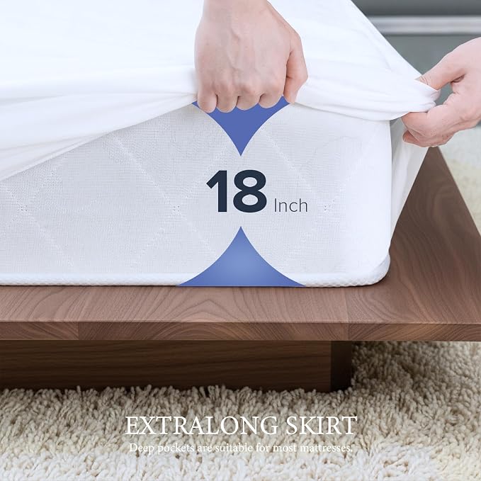 Waterproof Mattress Protector King Mattress Pad, Deep Stretchable Pocket Bed - Image 4