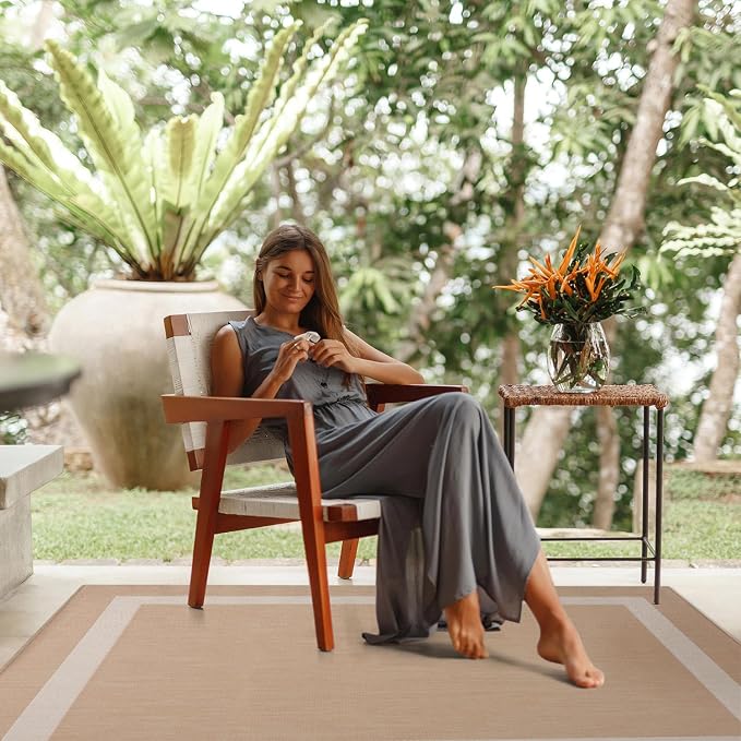 CAMILSON Outdoor Rug 5x7, Modern Outside Rugs - Image 9