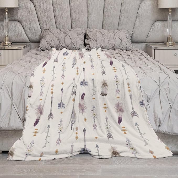 Boho Tribe Blanket, Bohemian Aztec Ethnic Tribe Native Tribal Arrows Feathers - Image 7