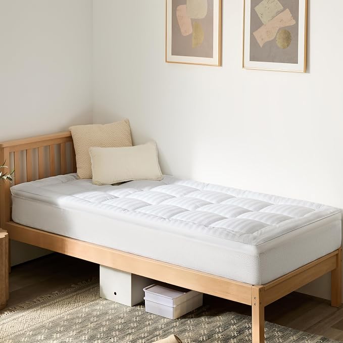 Cooling Breathable Twin Size Thick Mattress Topper, Premium Cotton Mattress Pad by SoftandLofty