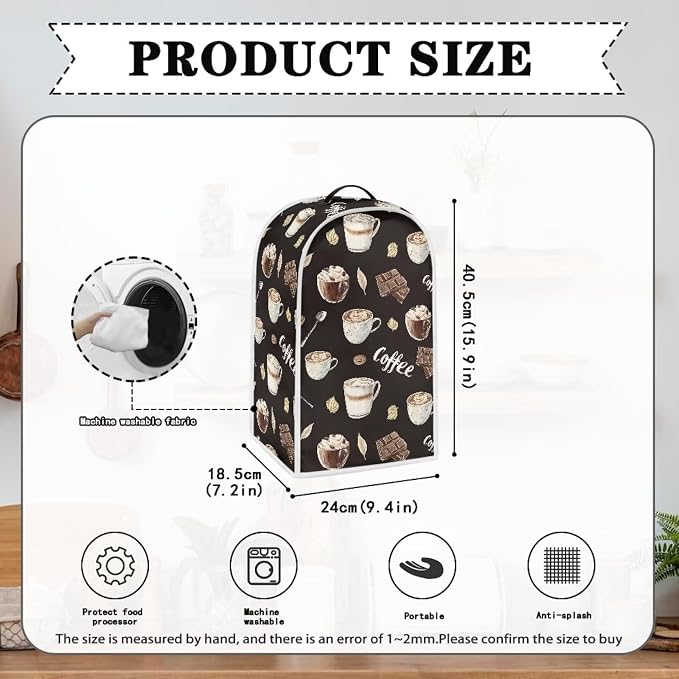 Coffee Chocolate Print Blender Dust Cover, Stand Mixer or Coffee Maker - Image 6