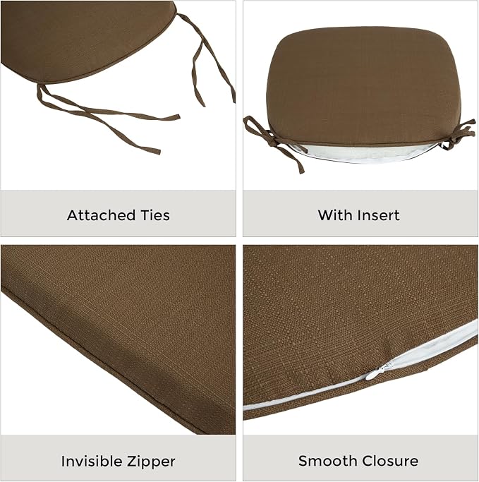 Outdoor Chair Cushions Set of 2, Patio Seat Cushion 17"x16"x2", U-Shaped Dining - Image 4