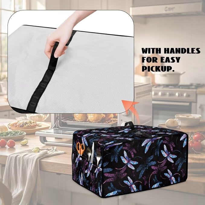 Dragonfly Print Microwave Oven Cover Dust-Proof Microwave Toaster Oven Cover - Image 5
