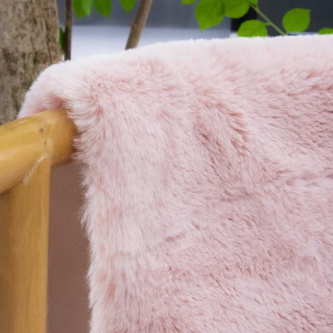 Pink Plush Washable Fluffy Fur Rugs - Image 3