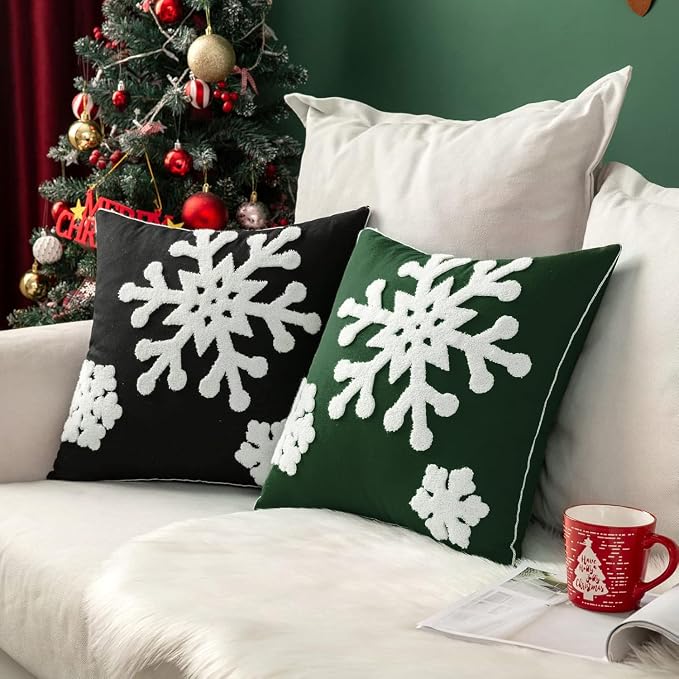 MIULEE Pack of 2 Christmas Decorative Snowflake Throw Pillow Covers Canvas - Image 5