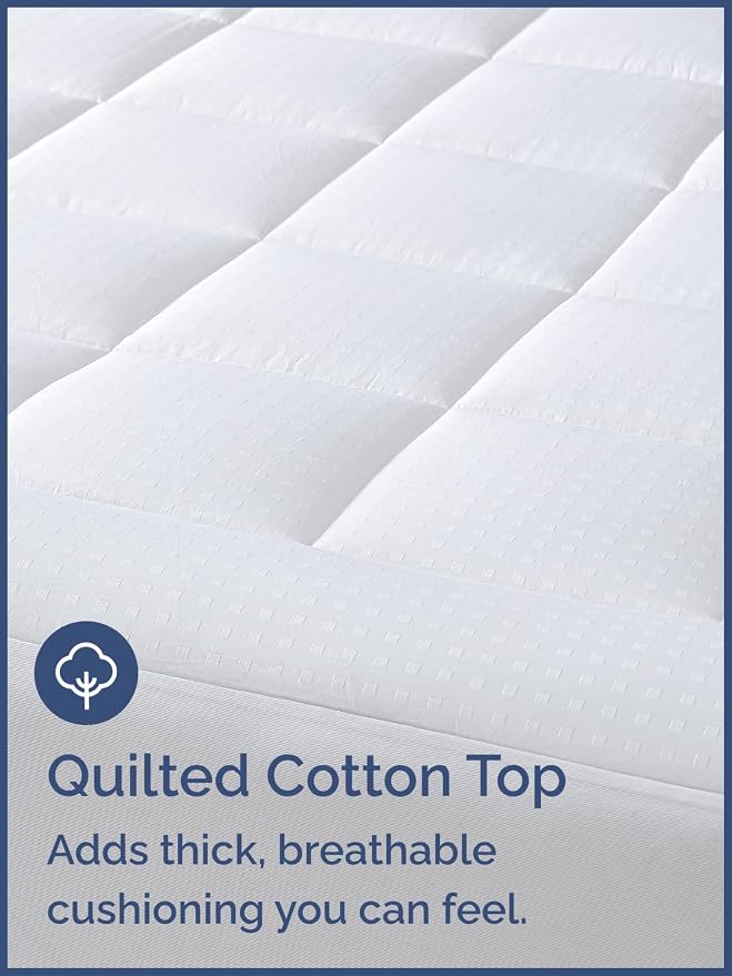 Mattress Pad Twin Size – Quilted Fitted Mattress Protector – Cotton Pillow Top - Image 3