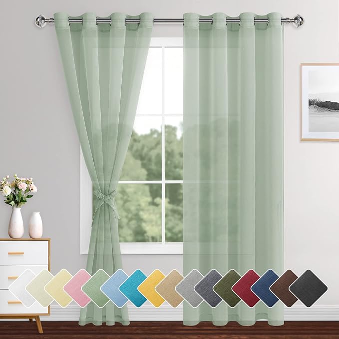 XWZO Sheer Curtains for Bedroom, Light & Airy, Grommet Top Light Filtering by XWZO