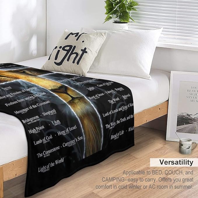 Christian Lion Blanket Scripture Jesus Throw Blanket Christian Gifts - Image 5