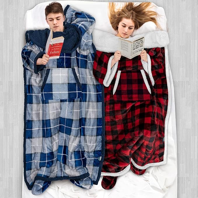 PAVILIA Sherpa Blanket with Sleeves, Foot Pocket - Image 5