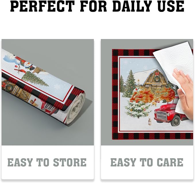 Giwawa Christmas Truck Placemats Set of 4 Winter Snowman Xmas Trees Place Mat - Image 6
