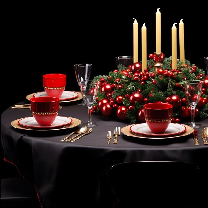 Round Tablecloth 8 Pack 108 Inch Black Tablecloths Washable Decorative Linen - Image 4