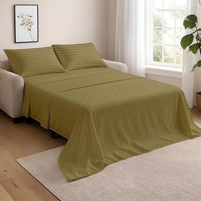 NON Sticky cotton Twin Size Sleeper Sofa Sheets, 4 Piece Egyptian Cotton Bed by Non-StickyCotton