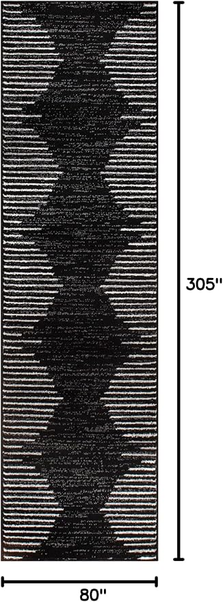 Rugshop Bohemian Stripe Stain Resistant High Traffic Living Room Kitchen - Image 2
