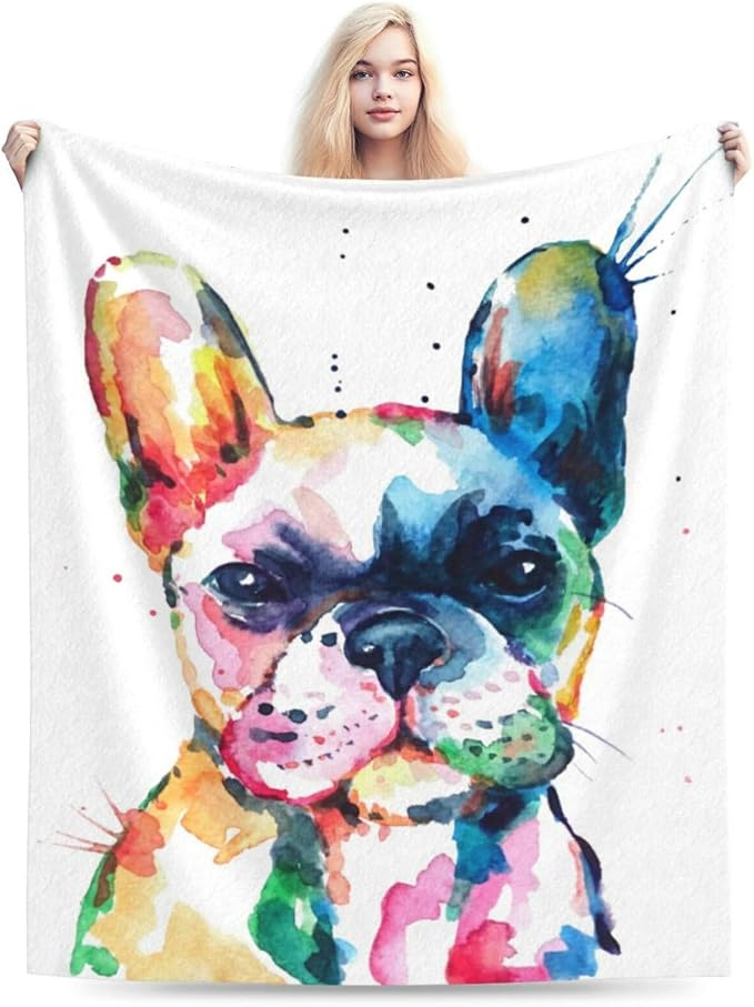 HGOD DESIGNS Watercolor French Bulldog Fleece Throw Blanket Ultra Soft Cozy - Image 6