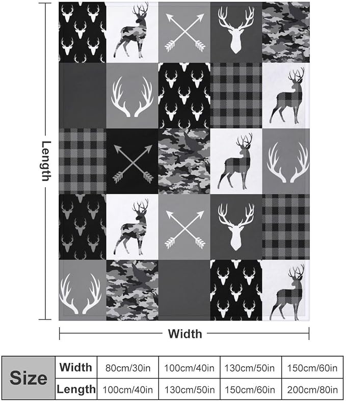 Rustic Cabin Throw Blanket, Farmhouse Grey Camouflage Deer Vintage Country - Image 2
