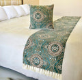 The HomeCentric King/Queen/Twin Teal Decorative Queen 74"x18" Bed Runner by TheHomeCentric