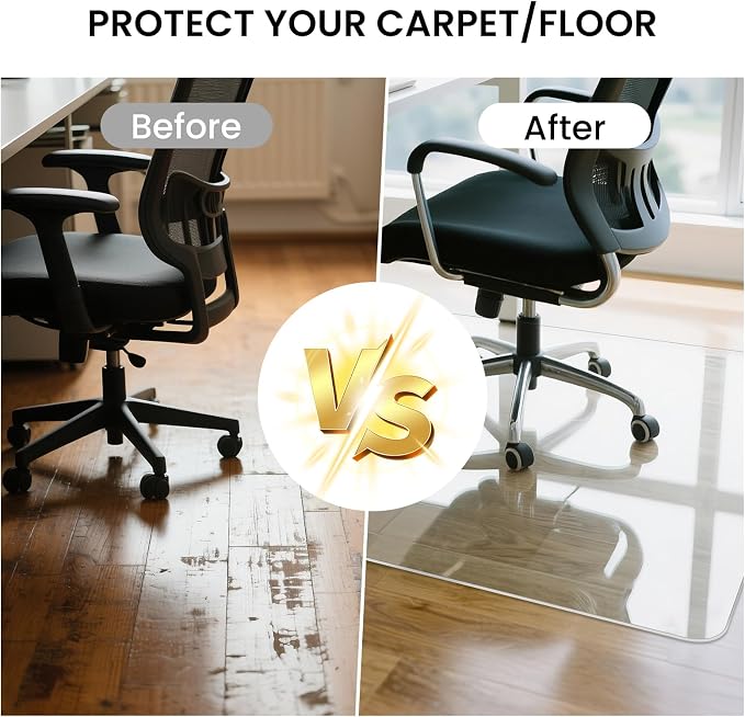 Tempered Glass Chair Mat, 1/5" Thick Clear Floor Mat - Image 3