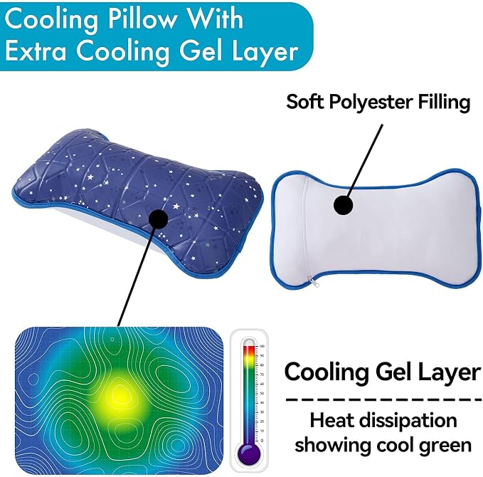 Small Cooling Gel Pillow, Kids Pillow 15" x 7", Cool Pillows - Image 3