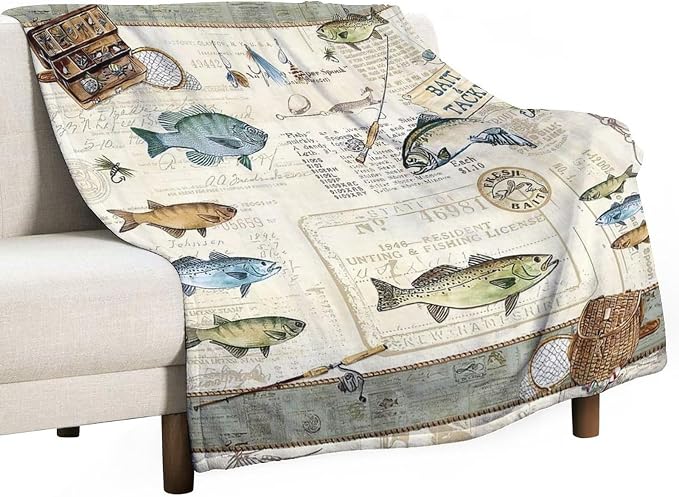 Fishing Blanket Fishing Gifts for Men Fish Throw Blanket Fishing Blanket for - Image 2